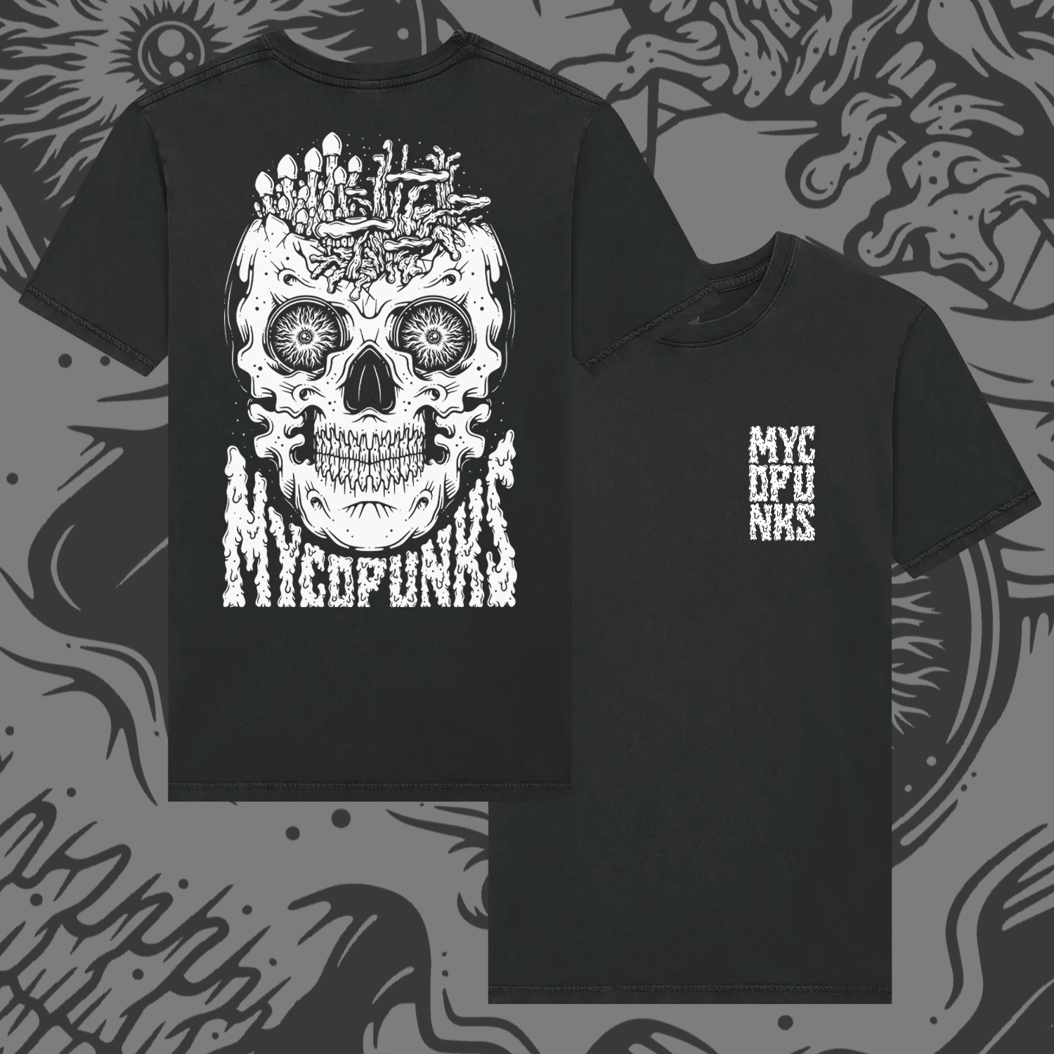 MycoPunks Classic Skull Reprint Organic Stonewash T-Shirt