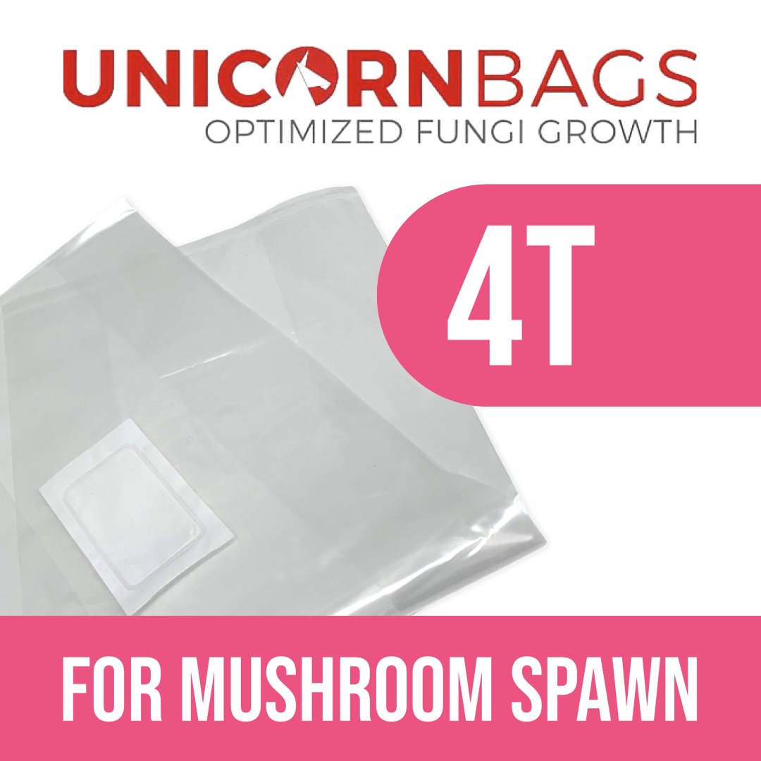 Unicorn Bag's 4T bag, on white background with text saying "4T for mushroom spawn"