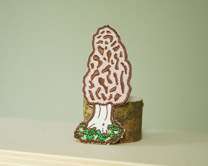 Morel Mushroom Embroidered Patch by Moss and Morchella